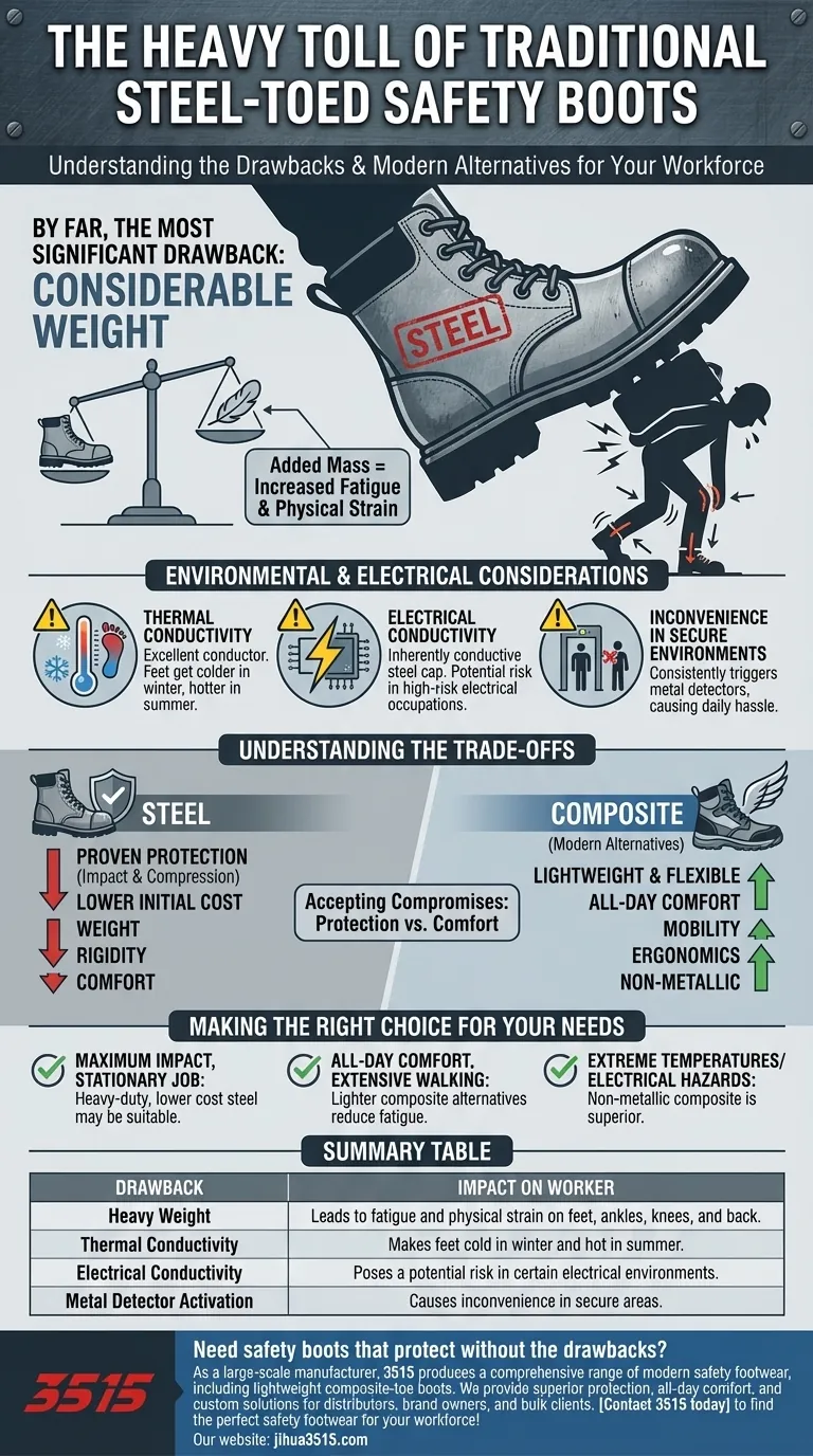 传统钢包头安全靴的主要缺点是什么？重量大及其他关键劣势 图解指南