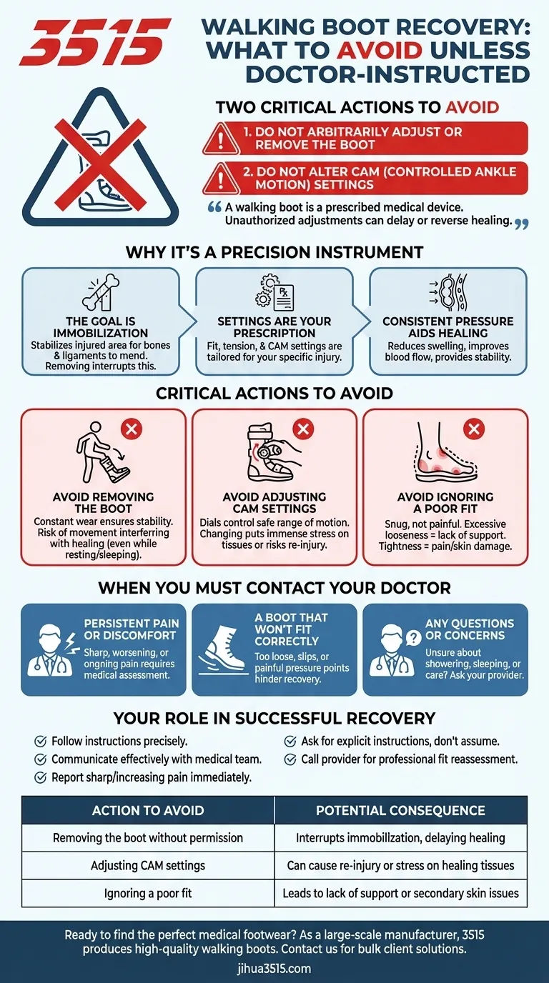 Que devez-vous éviter de faire avec une botte de marche, sauf instruction contraire de votre médecin ? Assurez une guérison sûre et rapide Guide Visuel