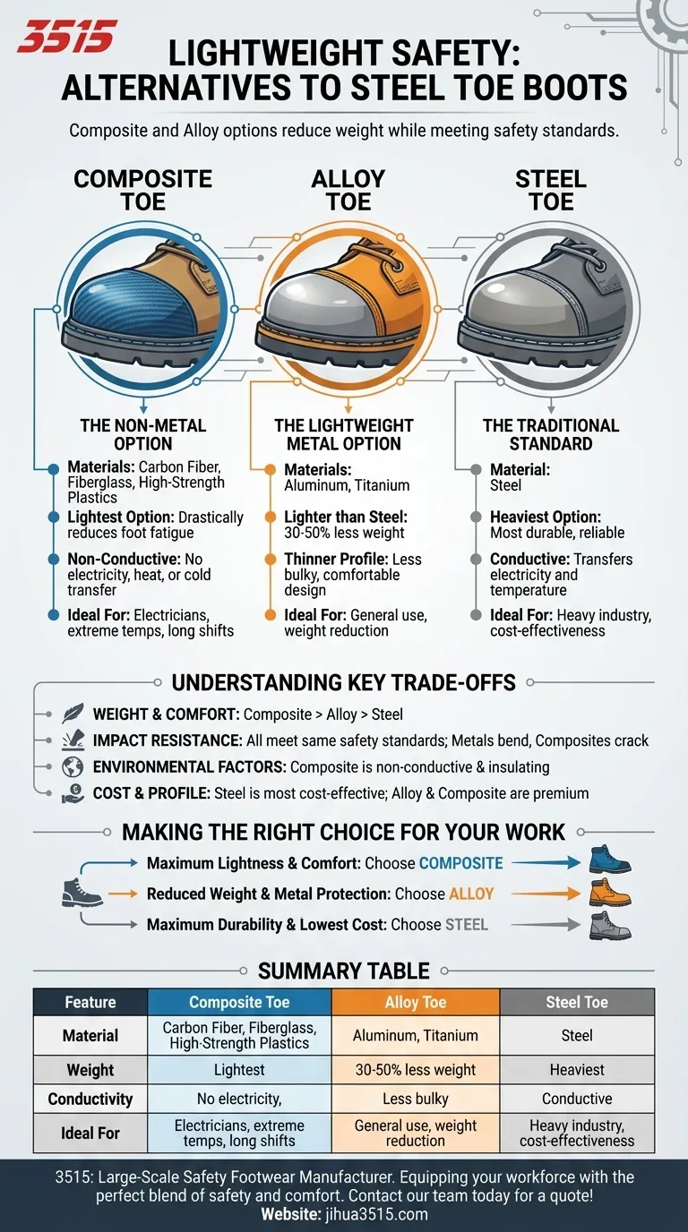 Quelle est l'alternative aux bottes à embout d'acier qui soit plus légère mais toujours homologuée pour la sécurité ? Comparaison des embouts composites et en alliage Guide Visuel