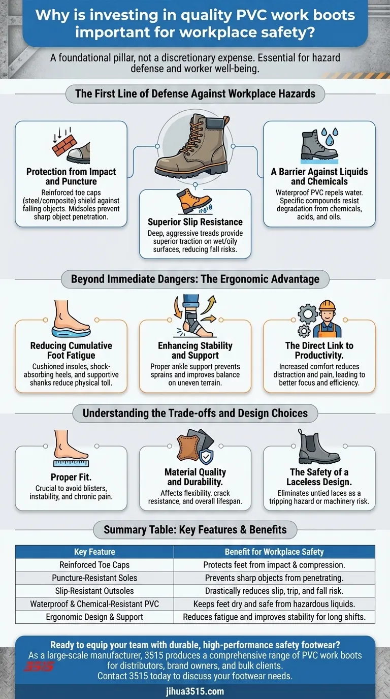 職場の安全のために、高品質なPVC作業靴に投資することはなぜ重要なのでしょうか？ 3515フットウェアで従業員を守りましょう。 ビジュアルガイド