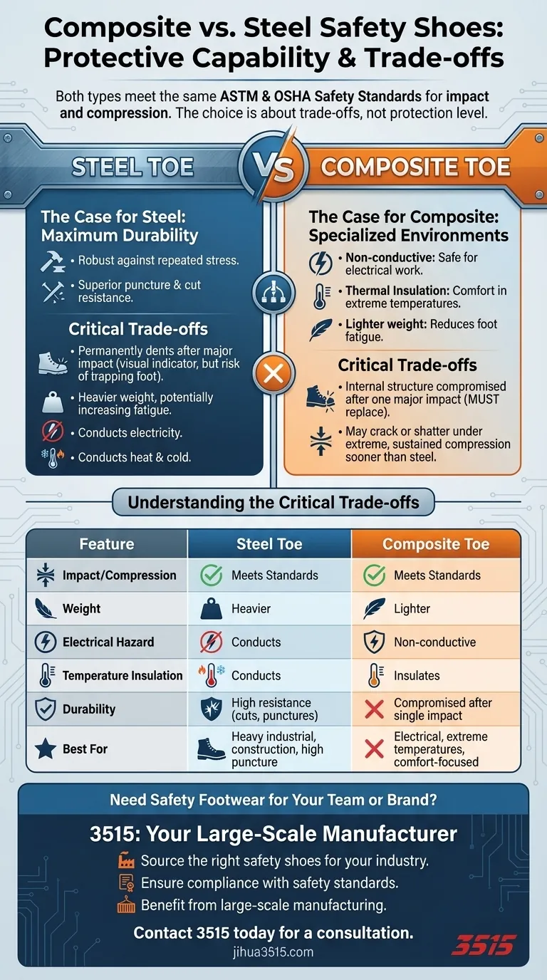 How does the protective capability of composite safety shoes compare to steel toed boots? Choose the Right Protection for Your Job Visual Guide