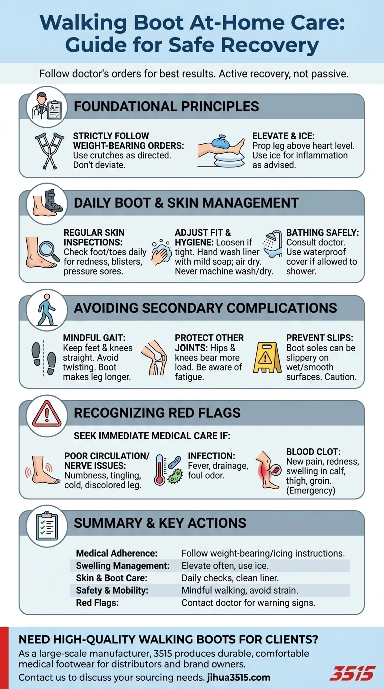 Quelles sont les instructions générales de soins pour le port d'une botte de marche à la maison ? Assurer une récupération sûre et rapide Guide Visuel