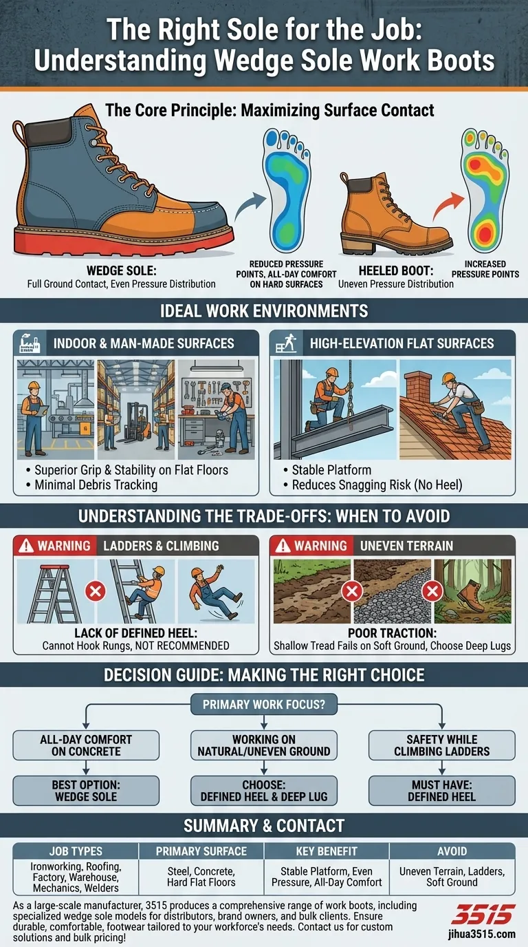 ما هي أنواع الوظائف التي تناسب أحذية العمل ذات النعل الوتدي؟ مثالية لعمال الحديد، وعمال الأسطح، وموظفي المصانع دليل مرئي