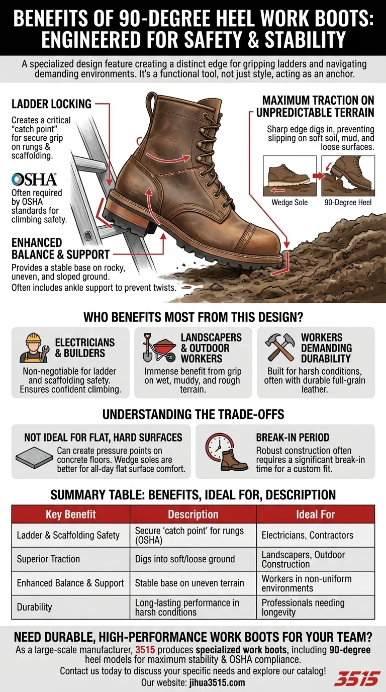 Quels sont les avantages des bottes de travail à talon à 90 degrés ? Atteignez une stabilité et une sécurité supérieures sur le chantier Guide Visuel