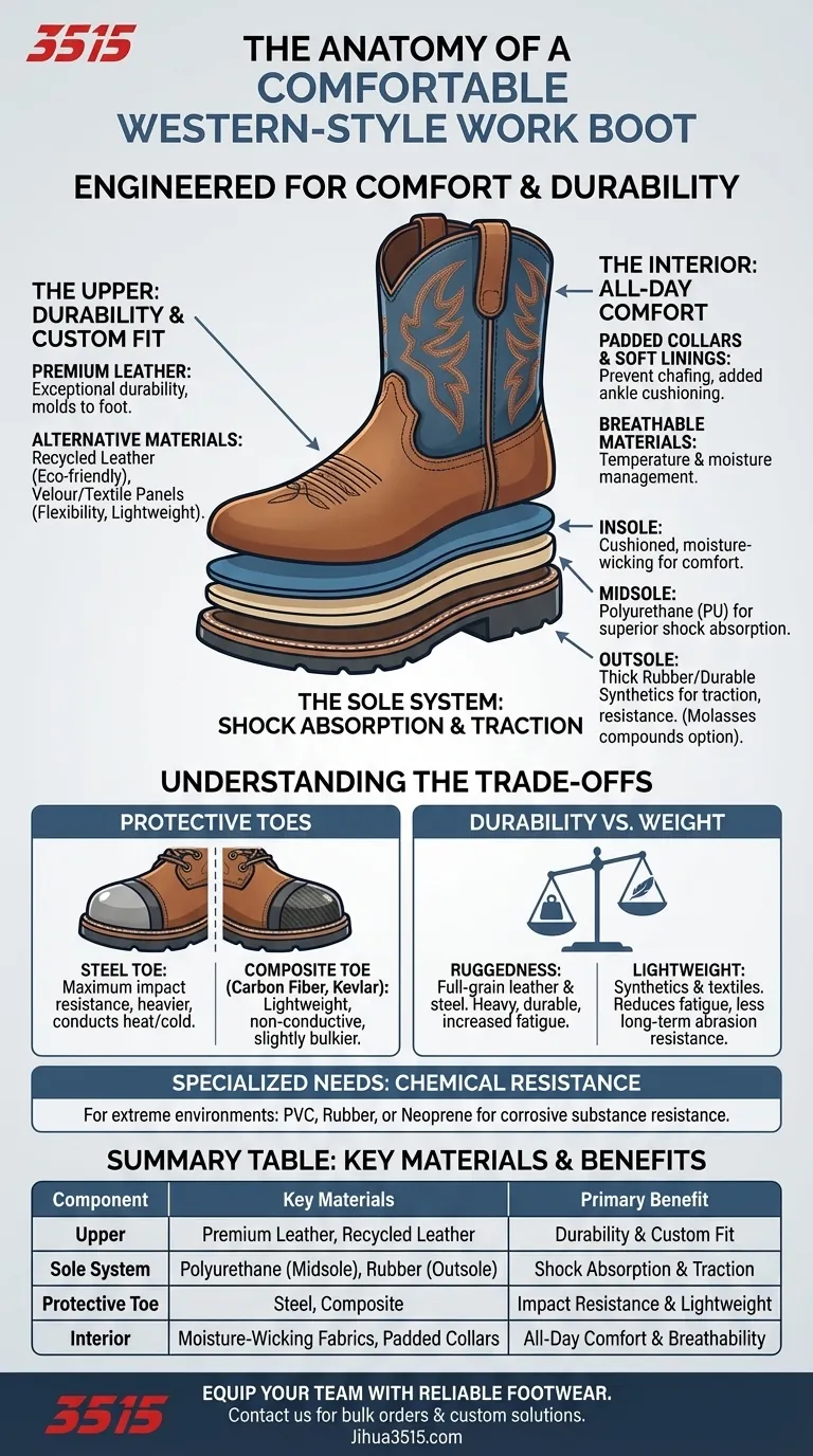 Que materiais são usados em botas de trabalho ocidentais confortáveis? Desbloqueie conforto e durabilidade durante todo o dia Guia Visual