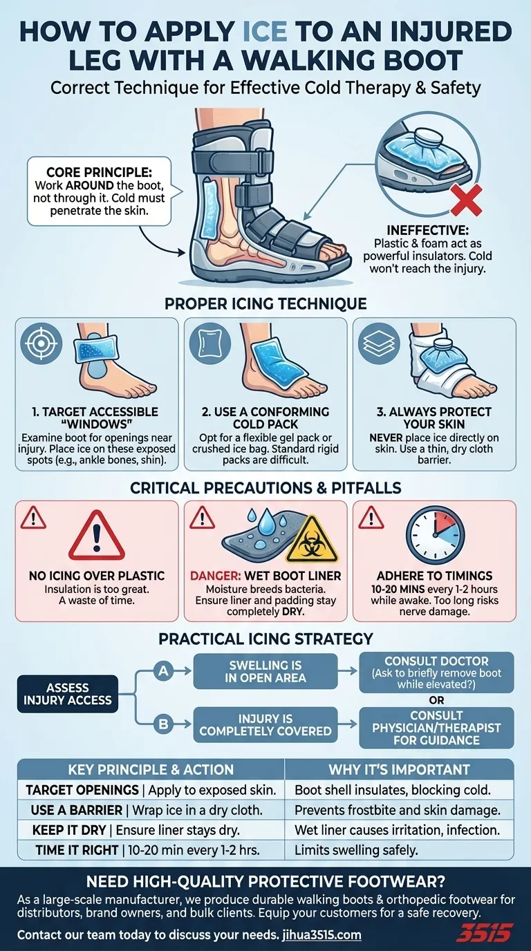 Comment appliquer de la glace sur une jambe blessée tout en portant une botte de marche ? Un guide sûr et efficace Guide Visuel