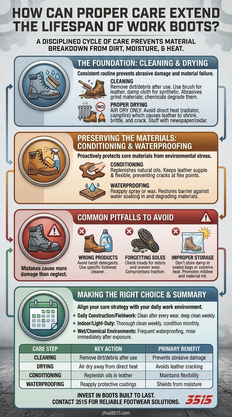 正确的保养如何延长工装靴的寿命？最大化耐用性和安全性 图解指南