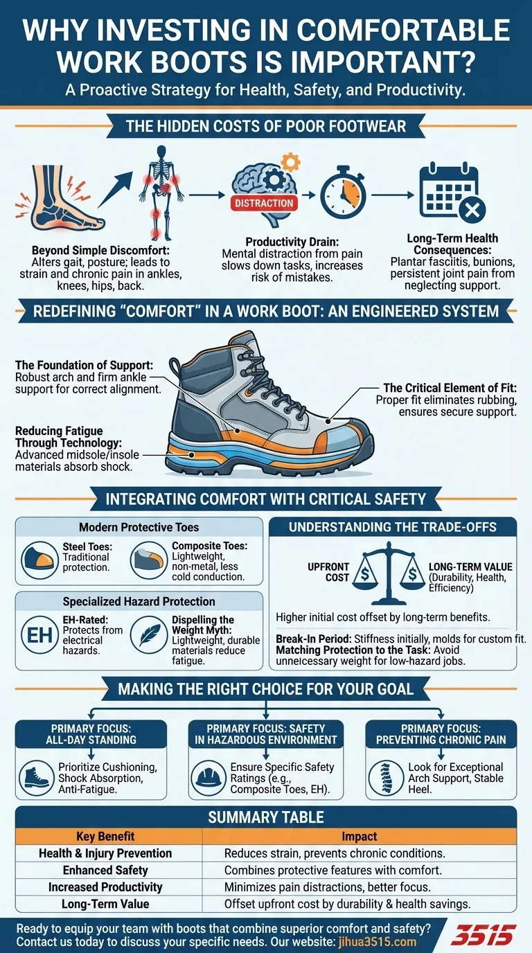 Pourquoi est-il important d'investir dans des bottes de travail confortables ? Améliorez la santé, la sécurité et la productivité Guide Visuel