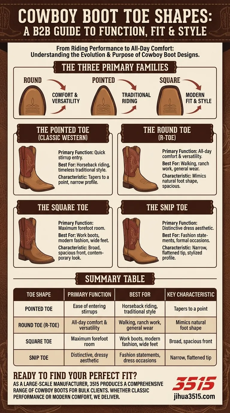 Quelles sont les différentes formes d'embout disponibles pour les bottes de cowboy ? Un guide sur l'ajustement, la fonctionnalité et le style. Guide Visuel