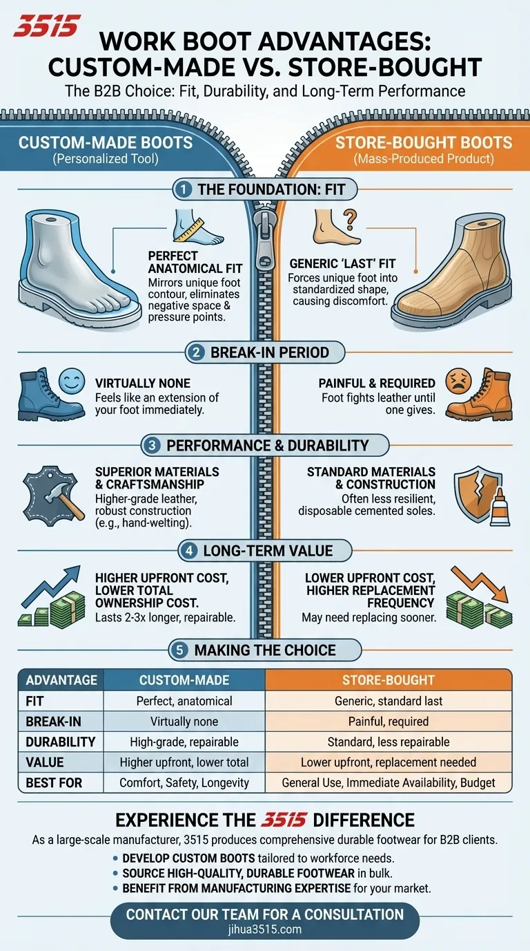 Quali sono i vantaggi degli scarponi da lavoro su misura? Sblocca una vestibilità perfetta e una durata superiore Guida Visiva