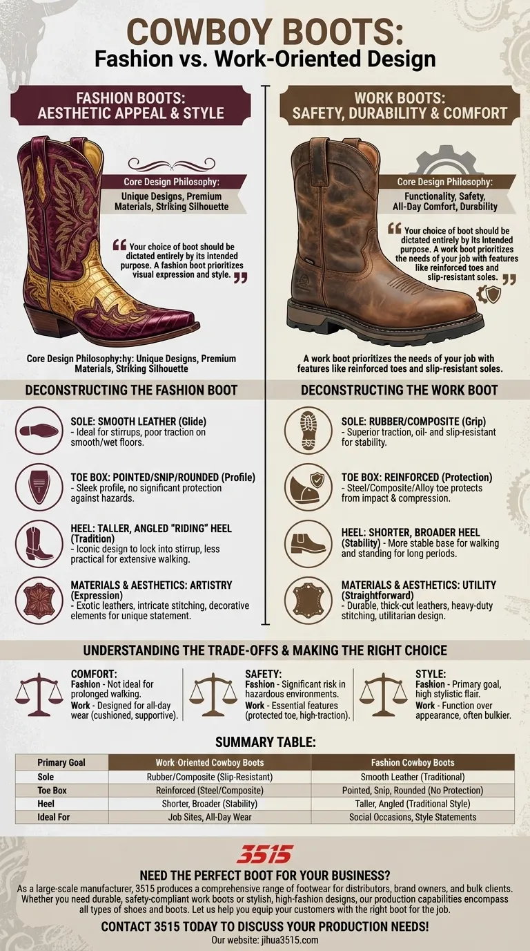Was sind die Hauptunterschiede zwischen modischen und arbeitsorientierten Cowboystiefeln? Wählen Sie den richtigen Stiefel für Ihre Mission Visuelle Anleitung