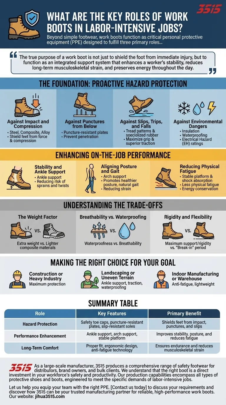 ما هي الأدوار الرئيسية لأحذية العمل في الوظائف التي تتطلب مجهودًا بدنيًا؟ أساسية للسلامة والأداء والراحة دليل مرئي