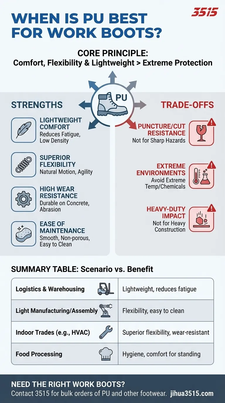 PU作業ブーツが最も適しているシナリオは何ですか？軽作業の快適さを向上させ、疲労を軽減します。 ビジュアルガイド