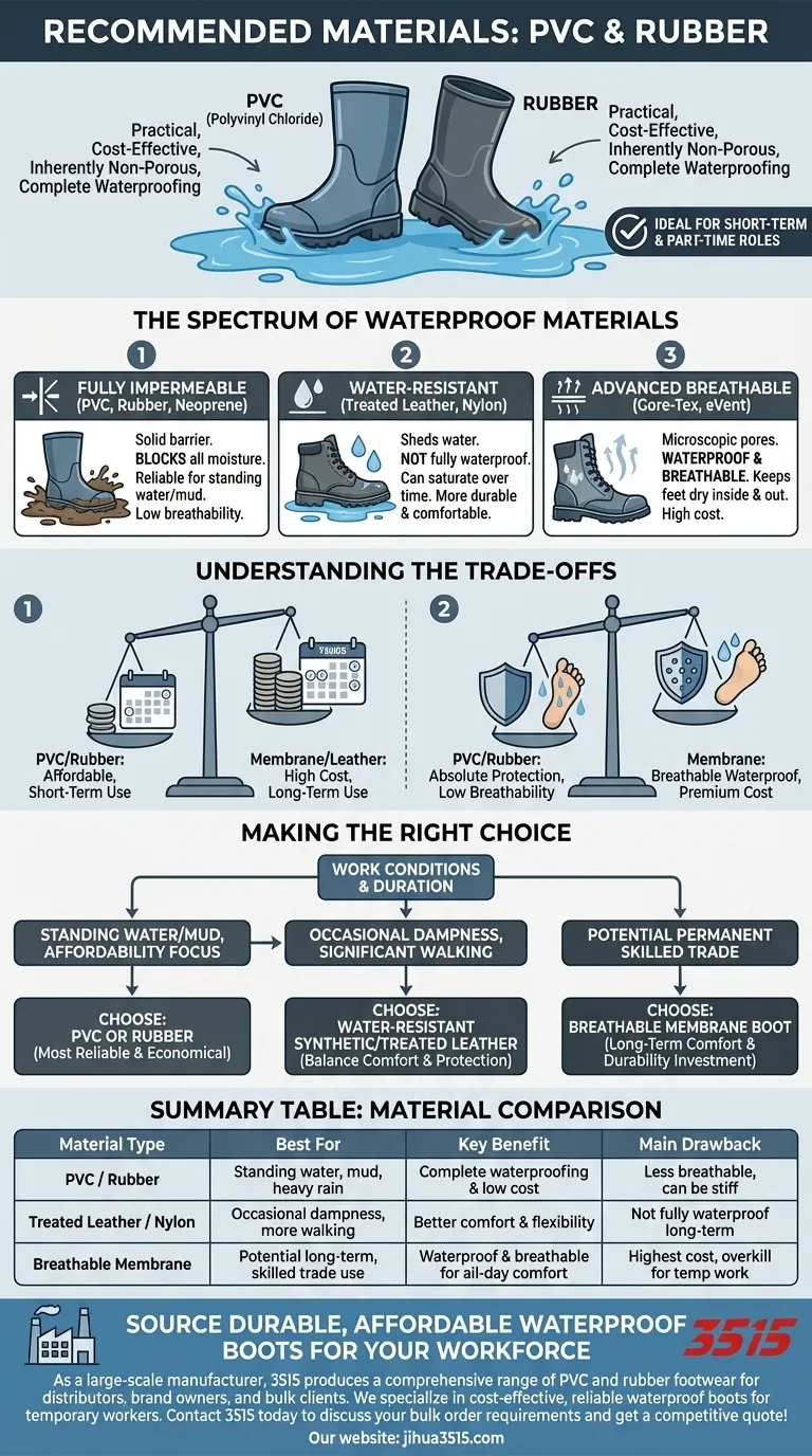 Welche Materialien werden für temporäre oder Teilzeitkräfte empfohlen, die wasserdichte Stiefel benötigen? Finden Sie die kostengünstigste Wahl Visuelle Anleitung