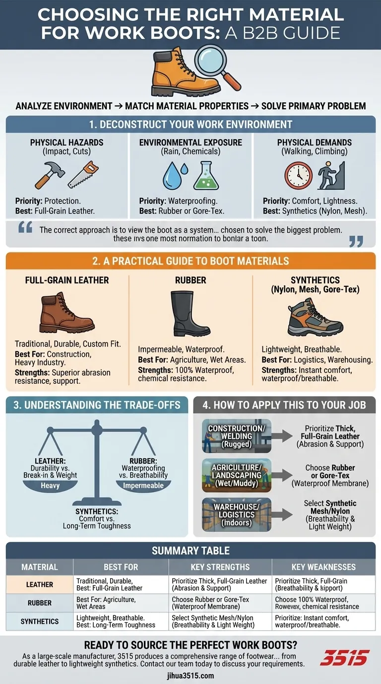 ¿Qué se debe considerar al elegir el material adecuado para las botas de trabajo? Adapta las demandas de tu trabajo a la seguridad y la comodidad. Guía Visual