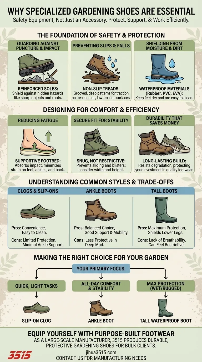 为什么穿专用的园艺鞋很重要？保护您的双脚并更高效地工作 图解指南