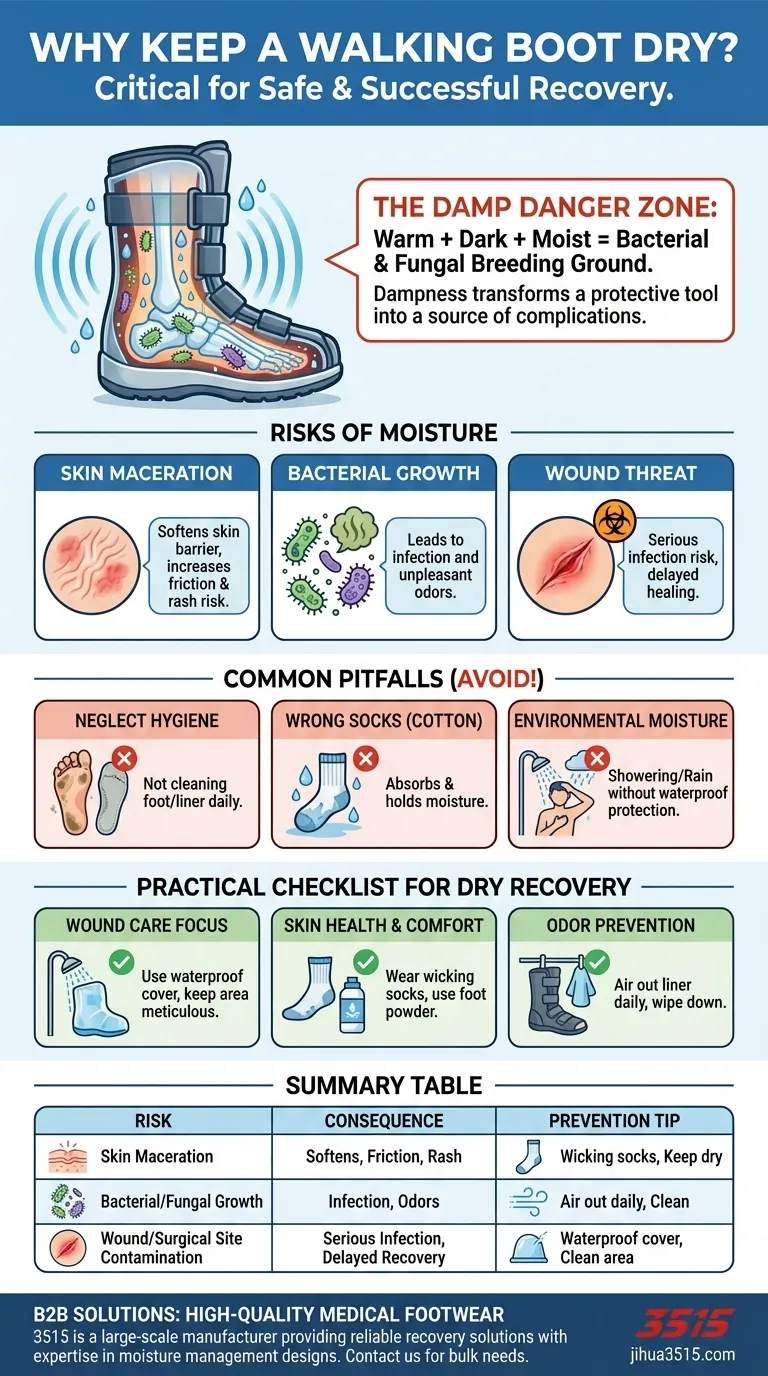 Pourquoi est-il important de garder la botte de marche au sec ? Prévenir les infections et assurer une guérison en toute sécurité Guide Visuel