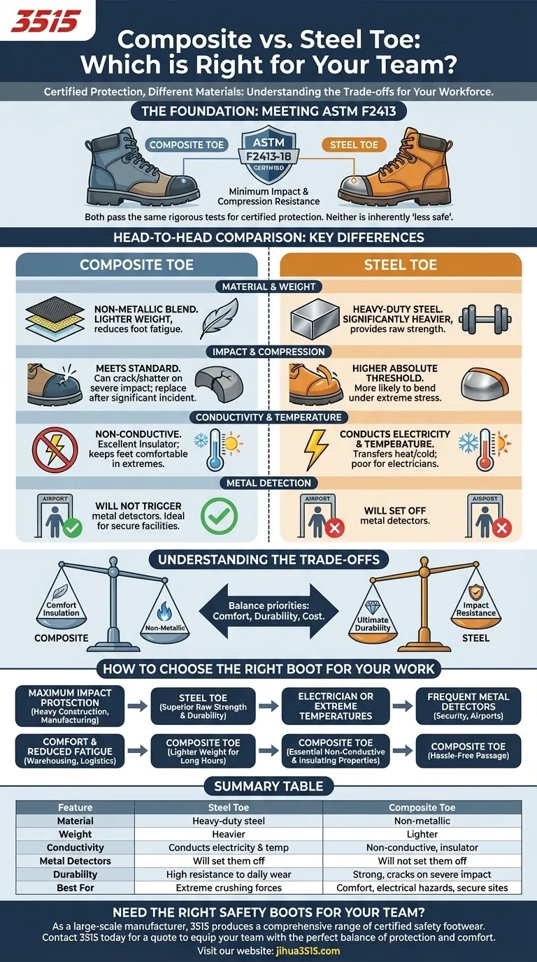 How does composite toe compare to steel toe? Choose the Right Safety for Your Job Visual Guide