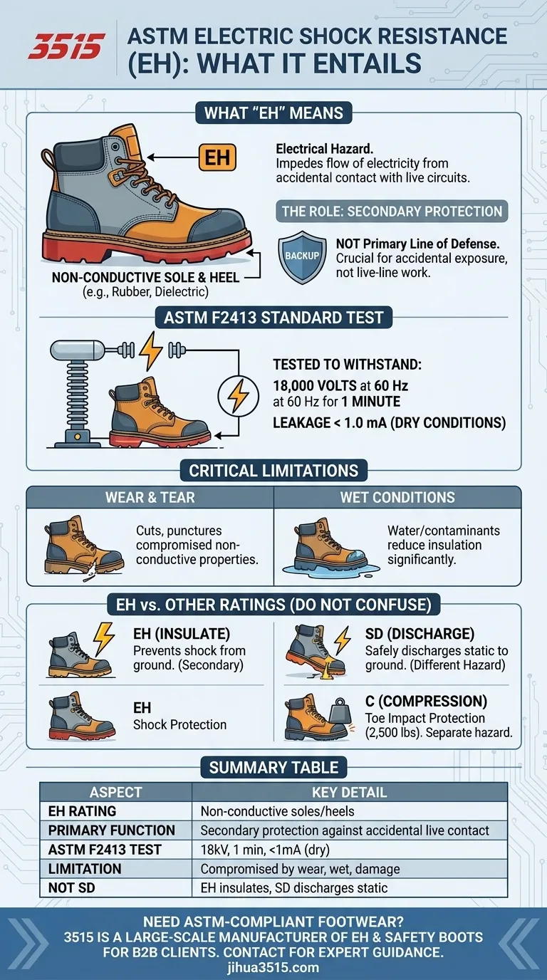 ماذا يعني مقاومة الصدمات الكهربائية في معايير ASTM؟ دليل سلامة الأحذية ذات التصنيف EH دليل مرئي