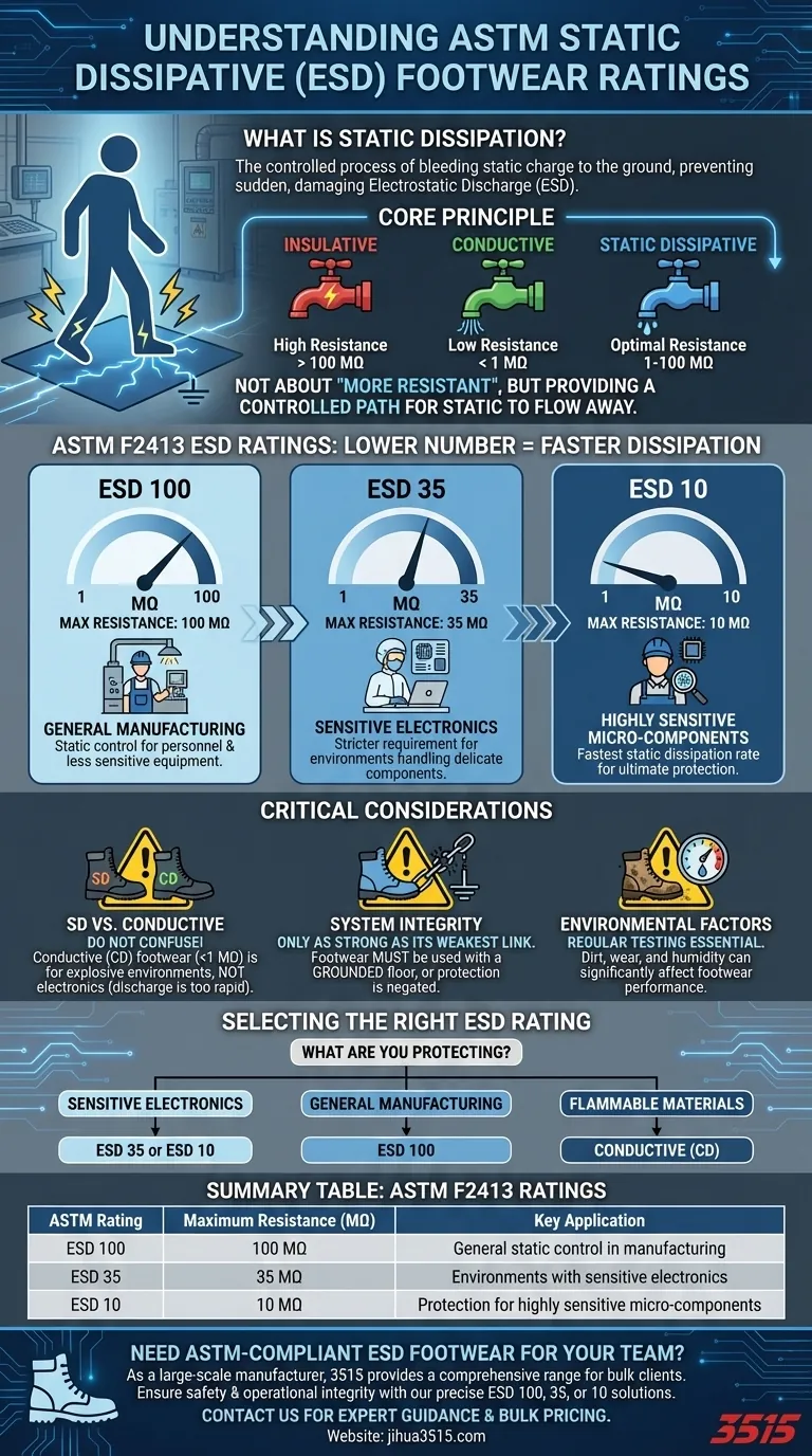 ASTM 标准中的防静电性能是什么？ESD 100、35 和 10 等级的指南 图解指南