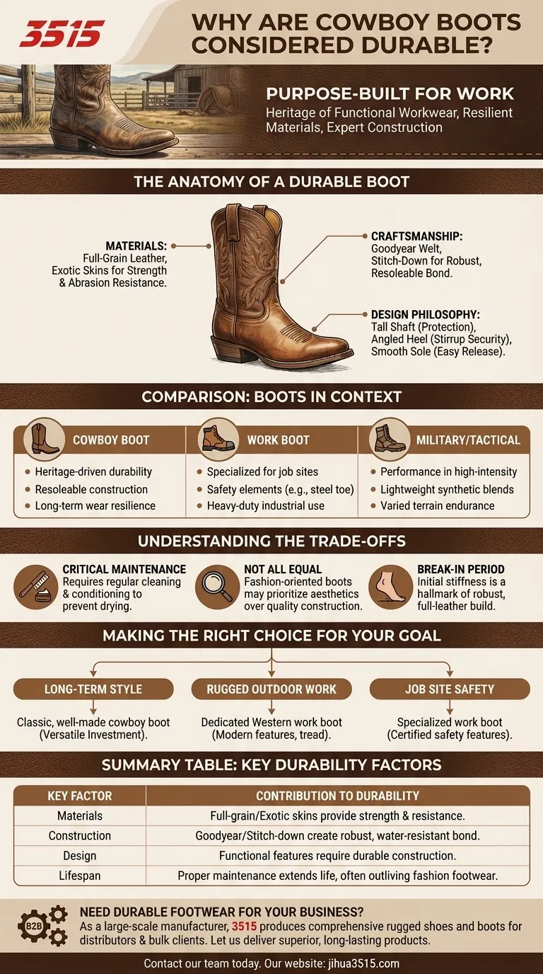 Por que as botas de cowboy são consideradas duráveis? Desvendando o seu design robusto e feito para fins específicos Guia Visual