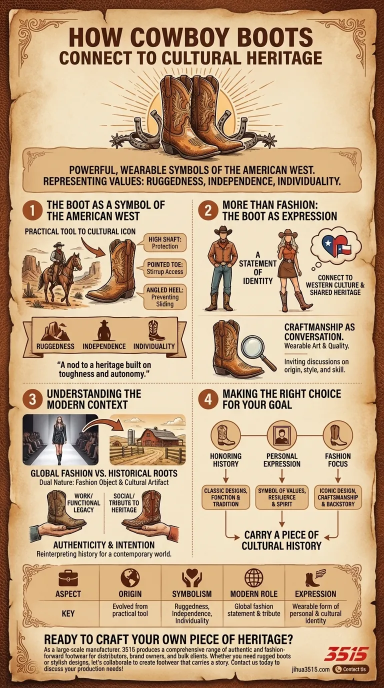 كيف ترتبط أحذية رعاة البقر بالتراث الثقافي؟ اكتشف رمزية الغرب الأمريكي دليل مرئي