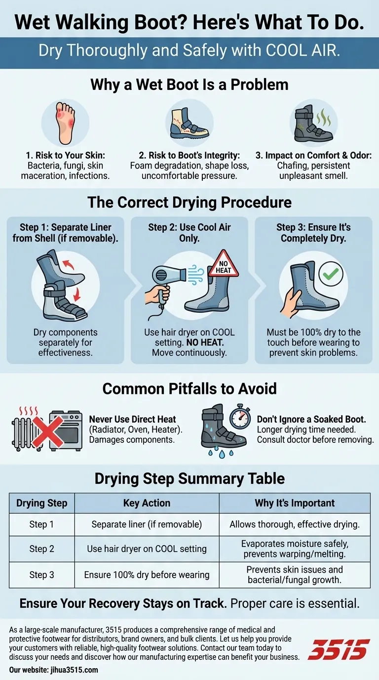 歩行用ブーツが少し濡れてしまったらどうすればよいですか？適切な乾燥で回復を保護しましょう ビジュアルガイド