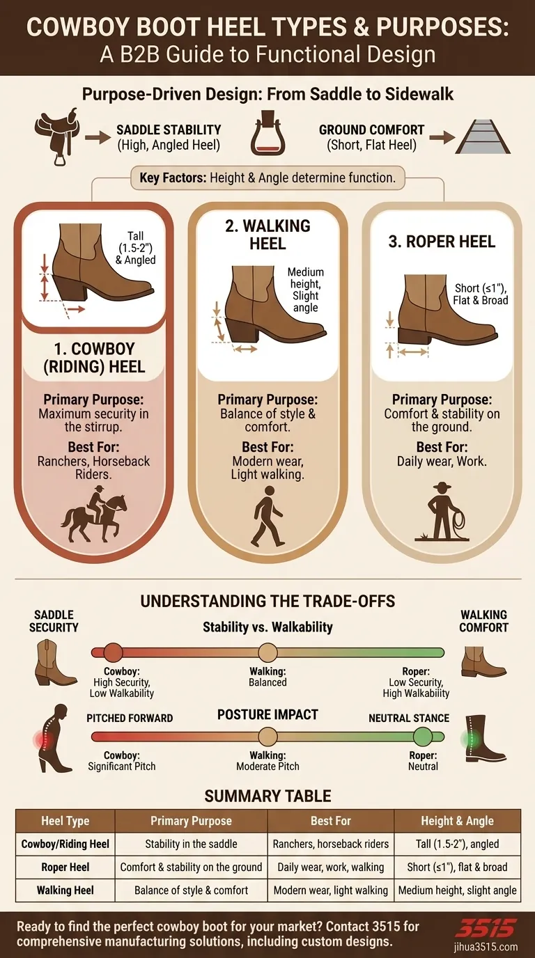 カウボーイブーツのヒールの種類は何ですか？ライディングまたはウォーキングに適したヒールを選びましょう ビジュアルガイド