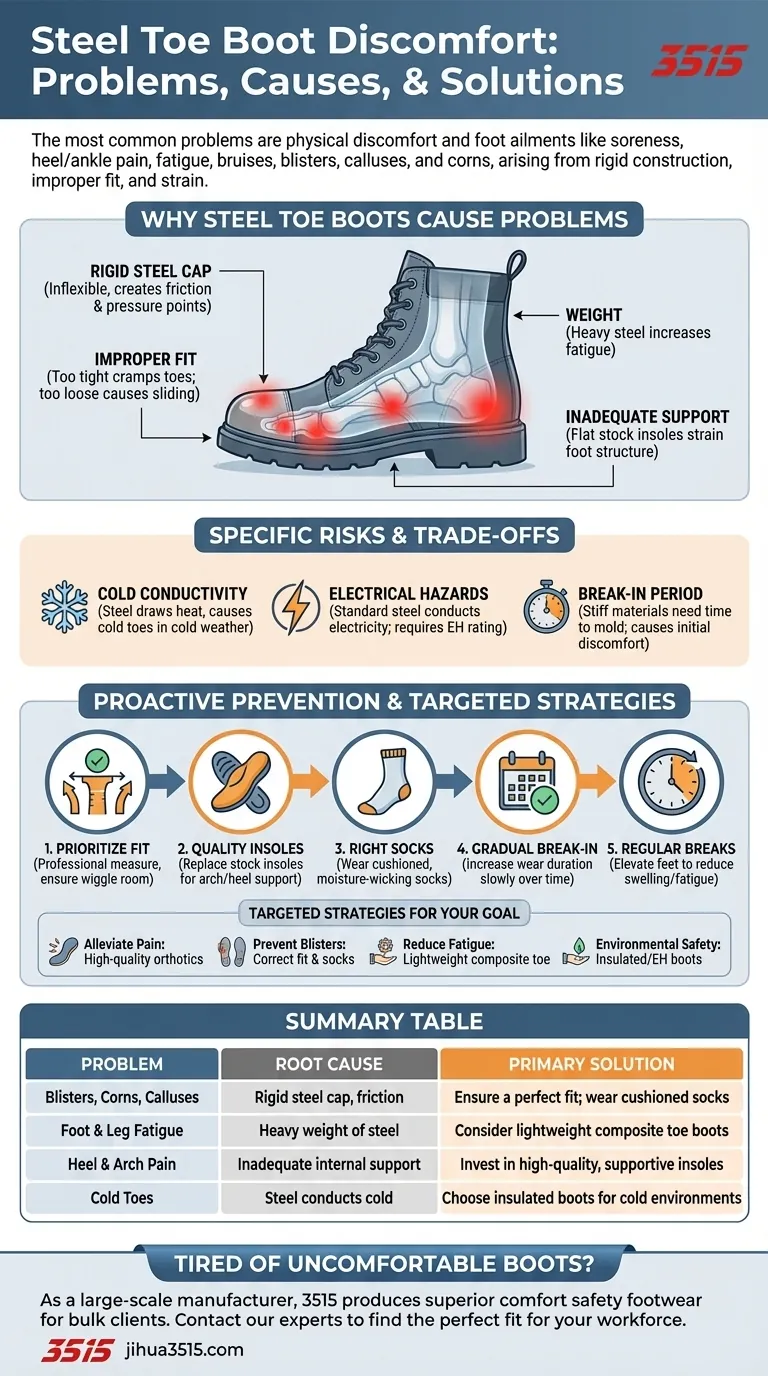 ما هي المشاكل الشائعة في أحذية السلامة ذات المقدمة الفولاذية؟ وكيفية منع آلام القدم والإجهاد دليل مرئي