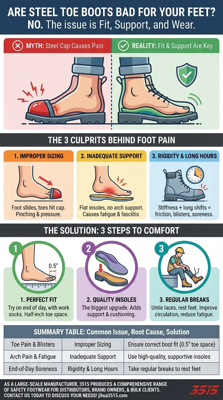 ¿Son las botas con punta de acero inherentemente perjudiciales para tus pies? Desmintiendo mitos para la seguridad en el lugar de trabajo Guía Visual
