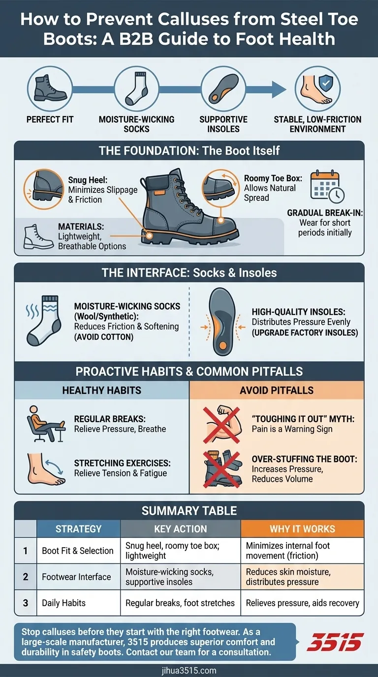 كيف يمكن منع مسامير اللحم عند ارتداء أحذية السلامة ذات المقدمة الفولاذية؟ دليل للراحة الدائمة للقدم دليل مرئي