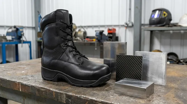 ¿Qué materiales se utilizan en la puntera de una bota de seguridad? ¿Acero, compuesto o aleación?