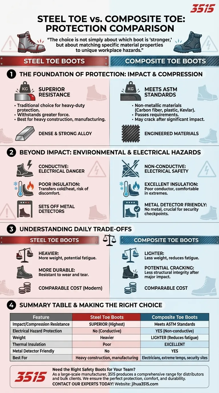 ¿Cómo se comparan las botas con punta de acero con las botas con punta de material compuesto en términos de protección? Una guía para la máxima seguridad y comodidad. Guía Visual