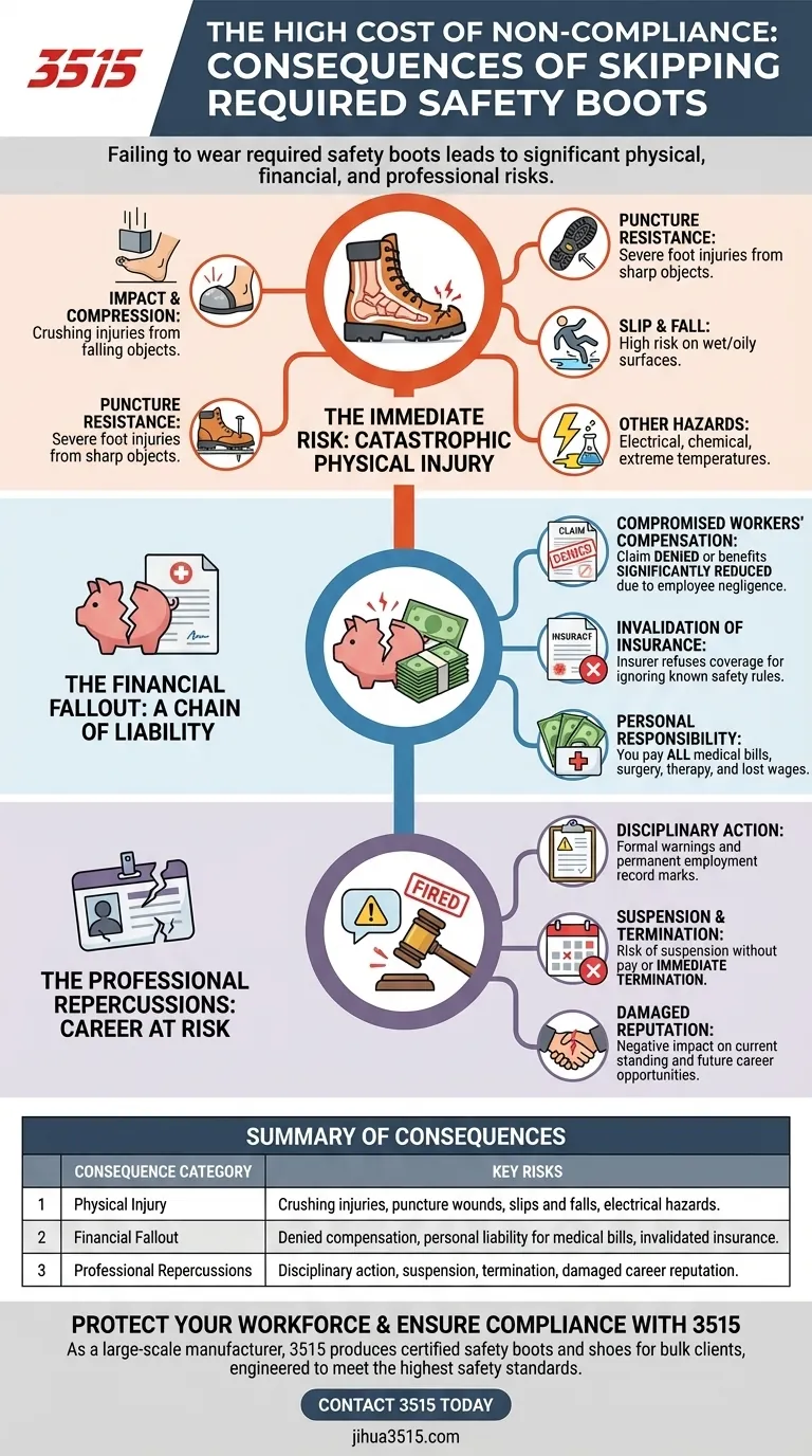 What are the consequences of not wearing safety boots? Protect Your Finances and Career Visual Guide