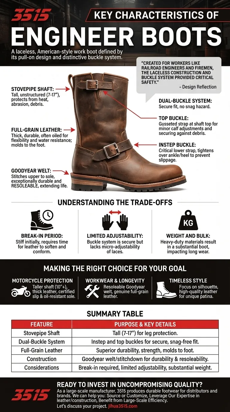 Quelles sont les caractéristiques clés des bottes d'ingénieur ? Découvrez l'anatomie d'une icône robuste Guide Visuel