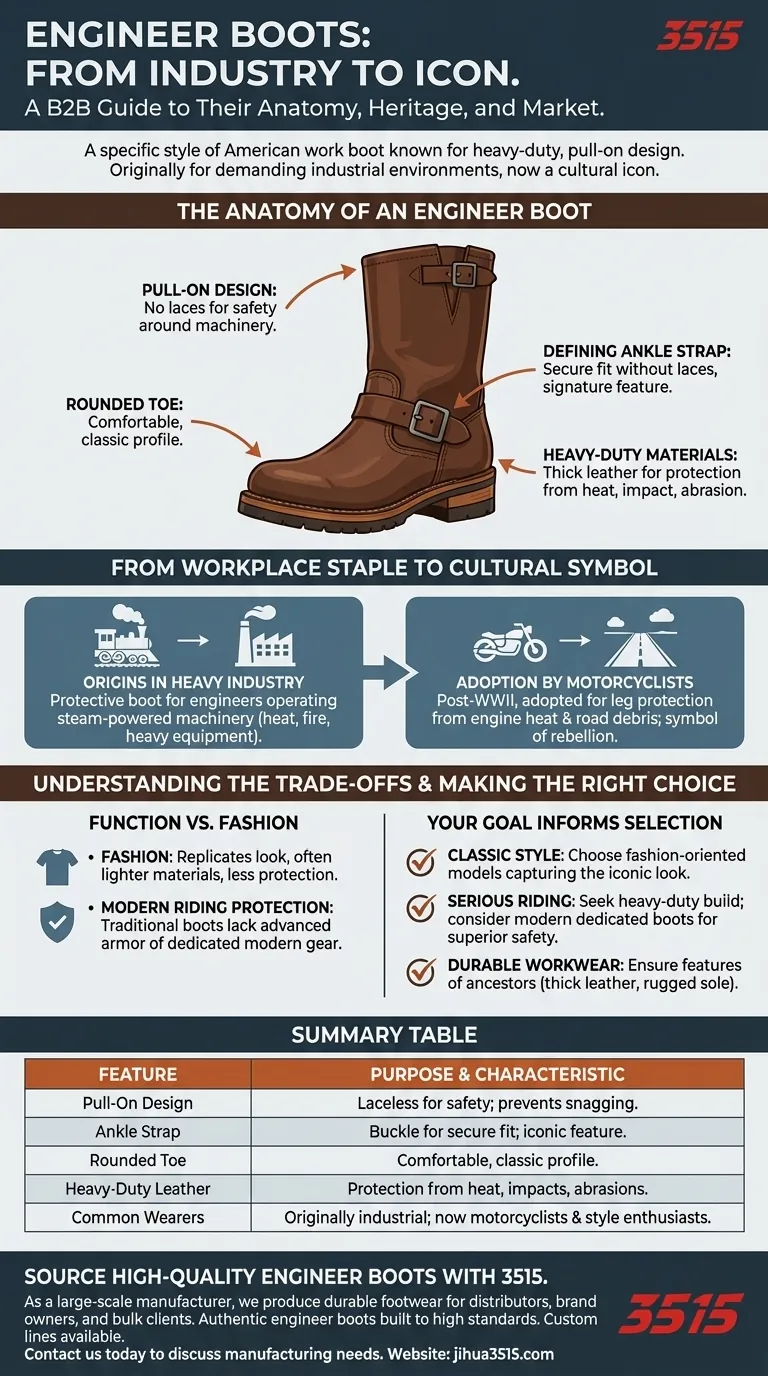 What are engineer boots and who commonly wears them? A Guide to This Iconic American Workwear Visual Guide