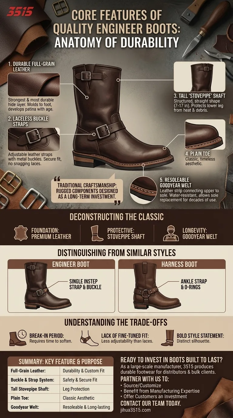 Quali sono le caratteristiche principali degli stivali da ingegnere di qualità? Costruiti per durata, protezione e stile Guida Visiva
