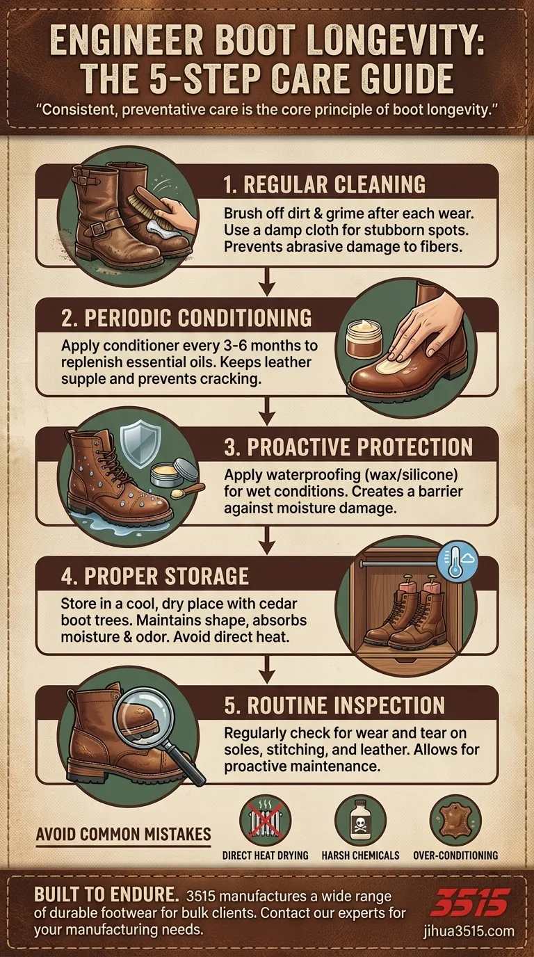 Quelles sont les étapes pour entretenir des bottes d'ingénieur afin d'assurer leur longévité ? Un guide pour des décennies d'utilisation Guide Visuel