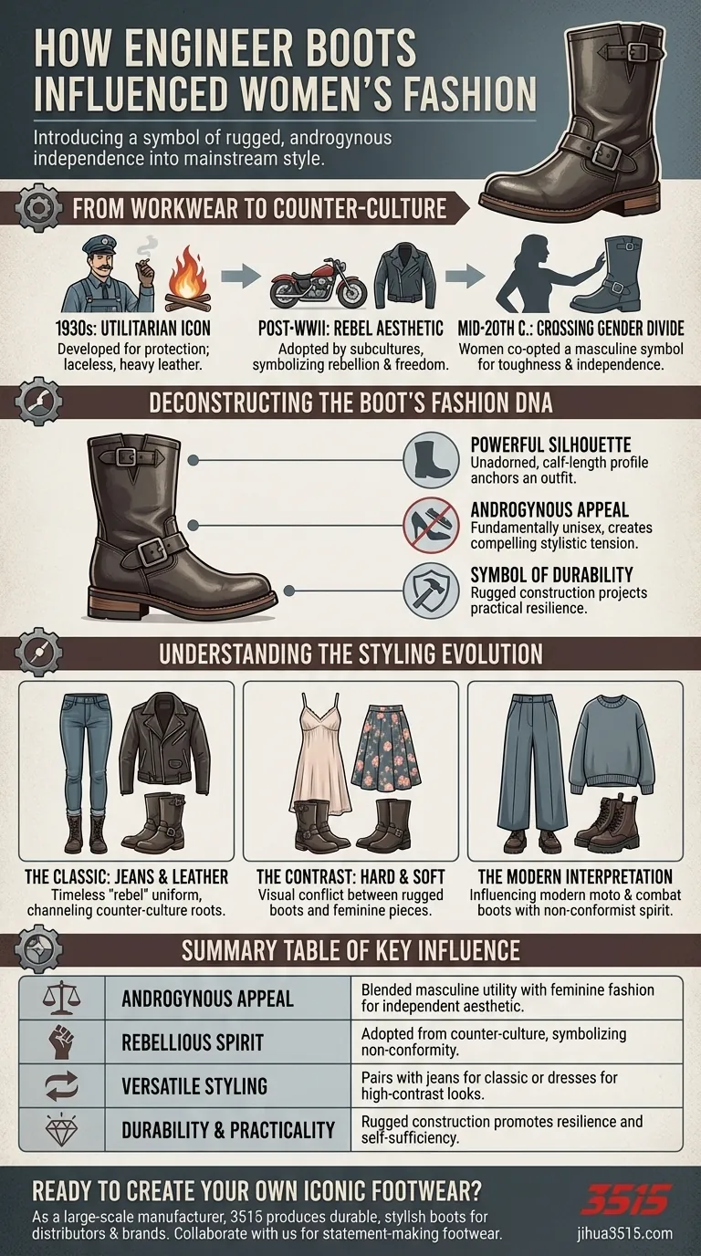¿Cómo han influido las botas de ingeniero en la moda femenina? Un símbolo de estilo rudo y andrógino Guía Visual