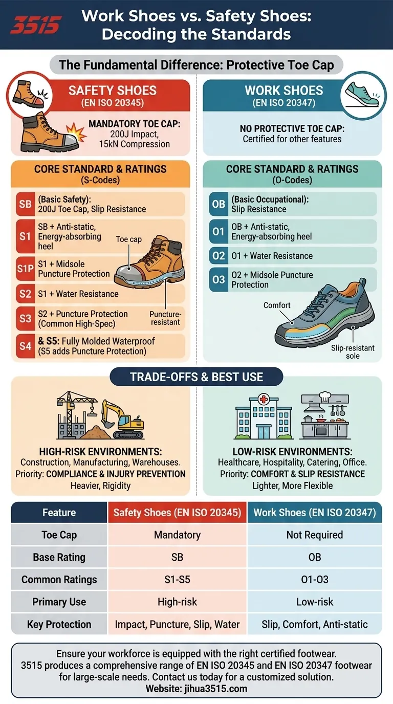 就标准而言，工作鞋和安全鞋之间有什么区别？EN ISO 20345 与 20347 指南 图解指南