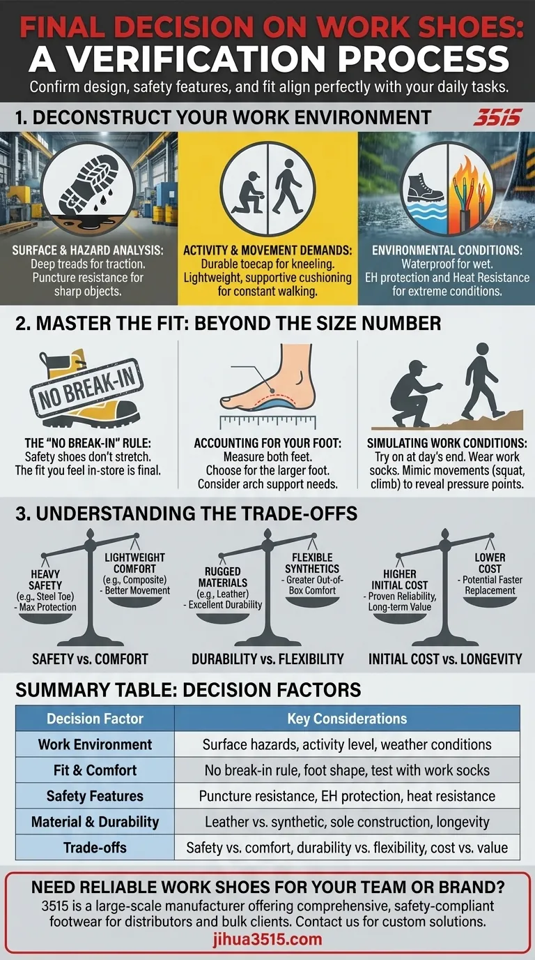 在最终决定工作鞋时应考虑哪些因素？完美贴合与安全指南 图解指南