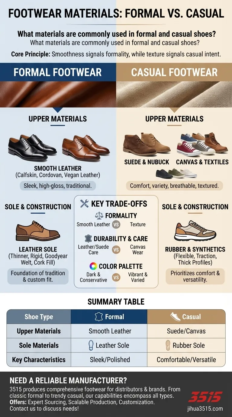 Quali materiali vengono utilizzati nelle scarpe eleganti e casual? Una guida alla scelta della calzatura giusta Guida Visiva