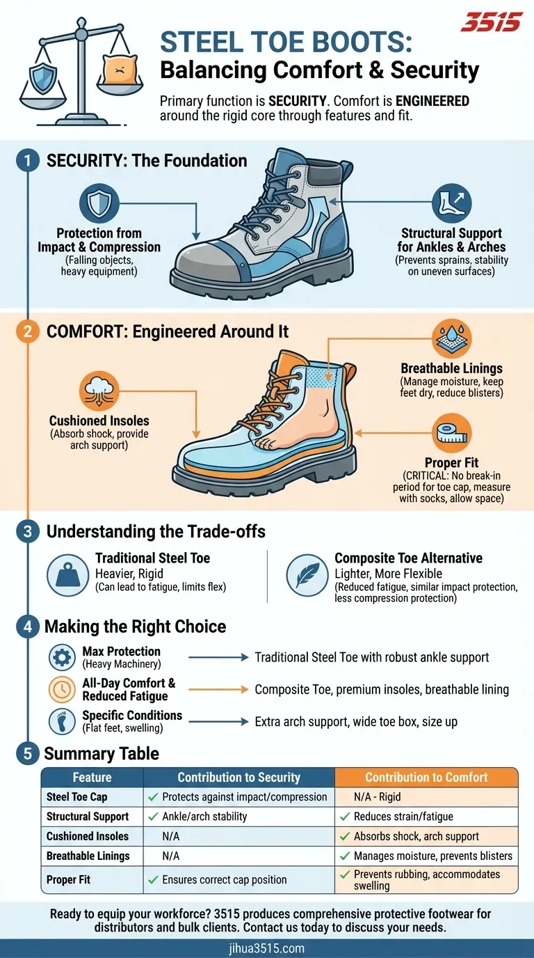 钢头靴如何兼顾舒适性与安全性？平衡安全与全天候穿着的舒适度 图解指南