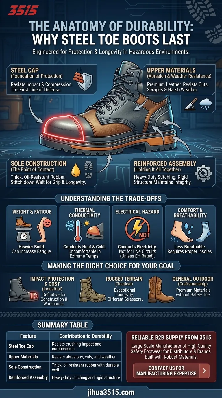 Perché gli stivali con punta in acciaio sono considerati resistenti? Costruiti per durare nelle condizioni più difficili Guida Visiva