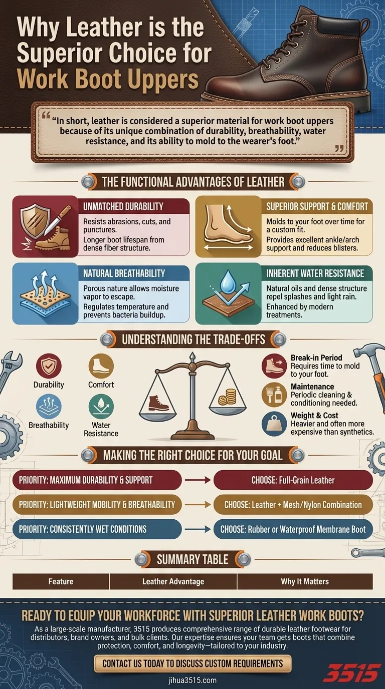 ¿Por qué el cuero se considera uno de los mejores materiales para las partes superiores de las botas de trabajo? Descubra una durabilidad y comodidad inigualables Guía Visual