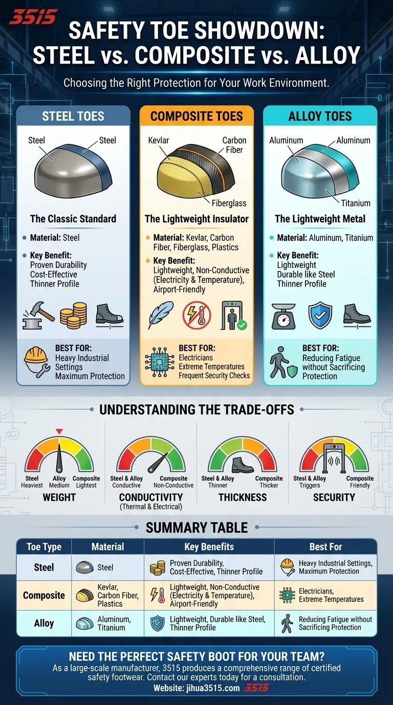What are the different types of safety toes? Choose the Right Protection for Your Job Visual Guide