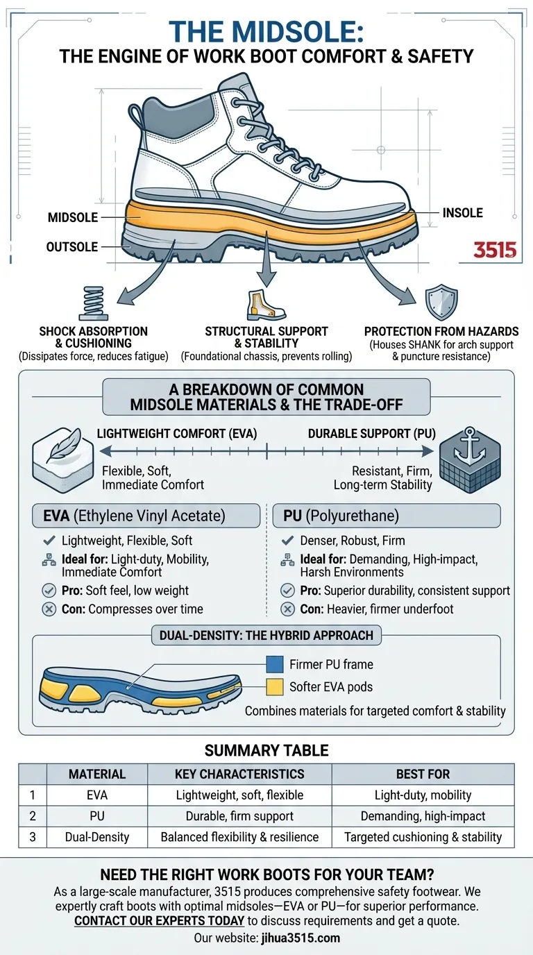 ワークブーツにおけるミッドソールの役割とは？快適性と耐久性に関するガイド ビジュアルガイド
