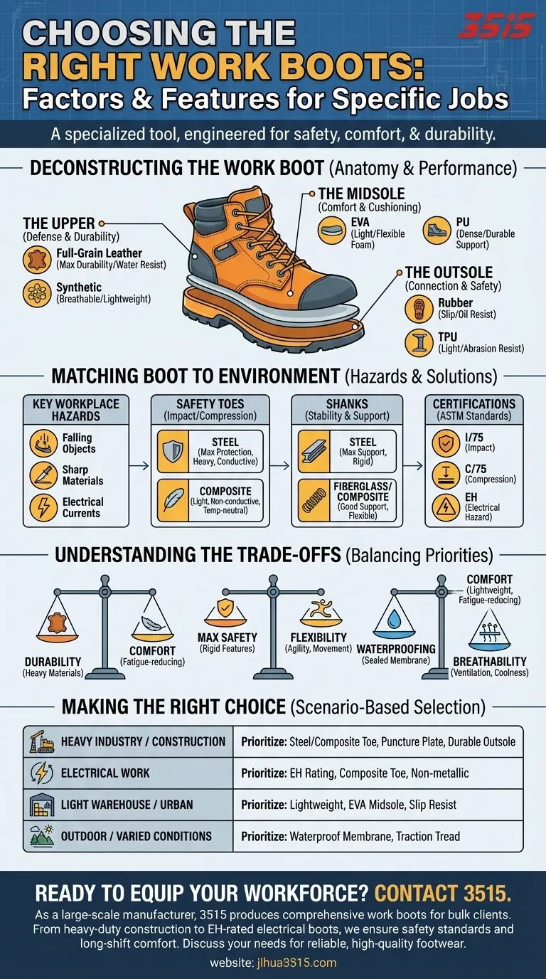 ما هي العوامل التي يجب مراعاتها عند اختيار أفضل أحذية العمل لوظيفة معينة؟ طابق حذائك مع مخاطر عملك دليل مرئي