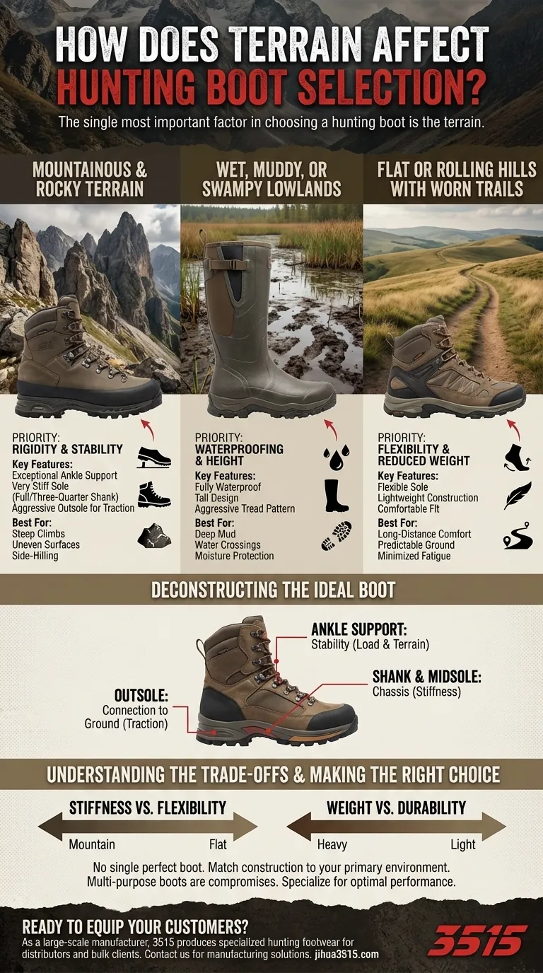 Wie beeinflusst das Gelände die Auswahl von Jagdstiefeln? Passen Sie Ihre Stiefel an die Landschaft für Sicherheit und Leistung an Visuelle Anleitung