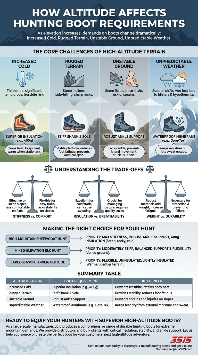 How does altitude affect hunting boot requirements? Conquer Mountain Terrain with the Right Footwear Visual Guide